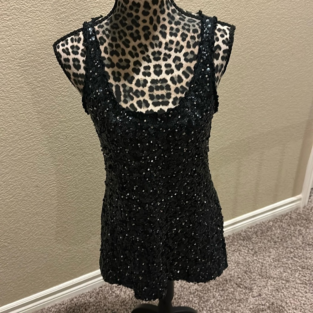 Women’s Express tank top with sequins, size small, black
